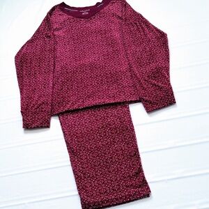 Nautica Soft & Comfy Women’s Pajamas,, Size L, Burgundy & Ivory